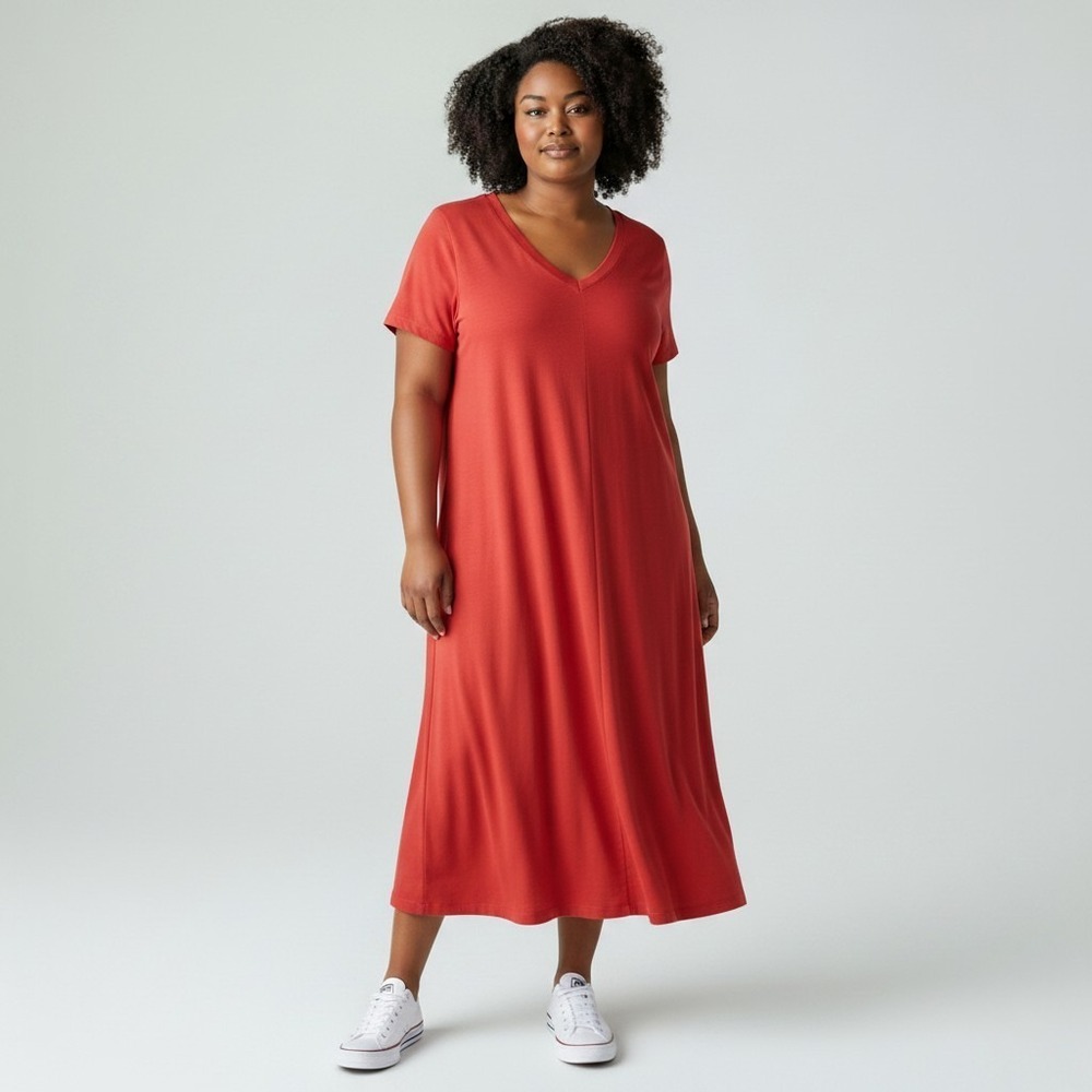 torrid Red V-Neck Short Sleeve Maxi Dress